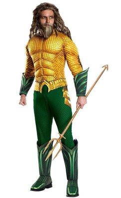 Rubies 3821197 - Aquaman Deluxe - Adult, DC, Gr. 48 - 58 - oder Dreizack-Trident