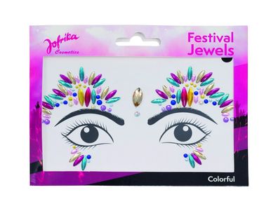 Jofrika Cosmetics 713312 - Festival Jewels Colorful, Selbstklebende Steine