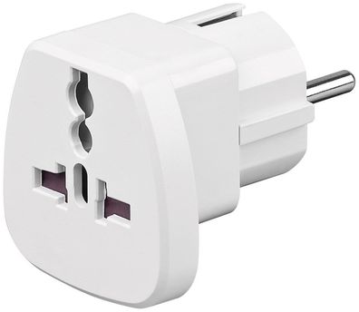 Goobay 94026 Reiseadapter, Weiß - Schutzkontaktstecker (Typ F, CEE 7/7) > UK-Buchs