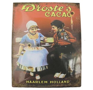 Blechschild, Reklameschild Droste´s Cacao Haarlem Wandschild mit Kinder 25x20 cm