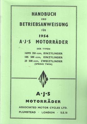 Betriebsanweisung AJS Motorräder 16MS, 18 S , 350 ccm, Einzylinder