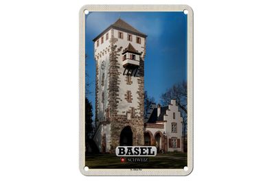 Blechschild 18 x 12 cm Reise Motiv: Basel Schweiz St. Alban-Tor