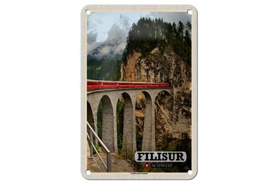 Blechschild 18 x 12 cm Reise Motiv: Filisur Schweiz Landwasserviadukt
