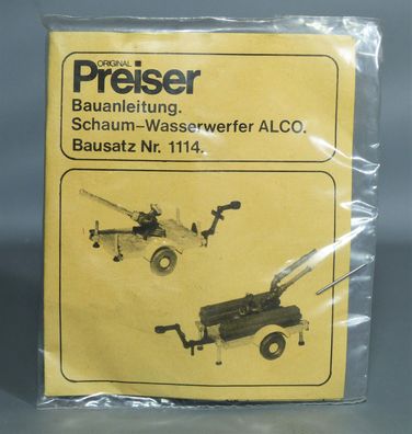 Preiser H0 1114 Schaum-Wasserwefer Alco Anhänger Feuerwehr Equiment NEU OVP