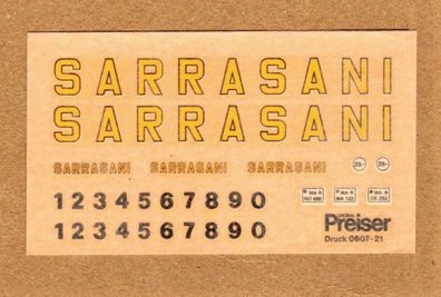 Preiser H0 Decals Naßschiebebilder 0607-21 Zirkus Sarrasani Wagen Zirkuswagen NEU