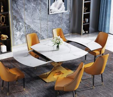 Multifunktion Stil Möbel Esszimmer Gruppe Sitz Polster Tisch Garnitur 7Tlg. Tisch
