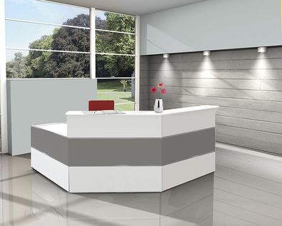 Kerkmann Design-Theke Theke Atlantis Weiss Grapfit 2-seitig schräg (B)2500x(T)250