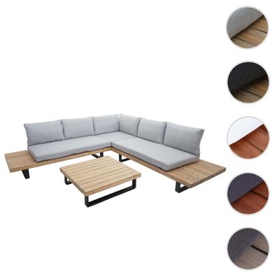 Garten-Garnitur HWC-H54, Garnitur Sitzgruppe, Spun Poly Akazie Holz FSC® Alu