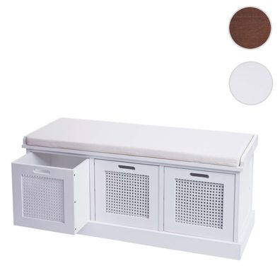 Sitzbank HWC-J49, Polsterbank Garderobenbank, Kissen Aufbewahrungsboxen 47x110x40cm