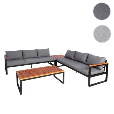 Garten-Garnitur HWC-L26, Gartenlounge Lounge-Set, Aluminium Holz MVG-zertifiziert