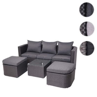 3in1-Garnitur HWC-J37, Garten-/Lounge-Set, Spun Poly halbrundes Poly-Rattan