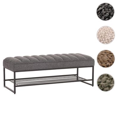 Sitzbank HWC-N68, Schuhablage Polsterbank Garderobenbank, Stoff Chenille Metall 130cm