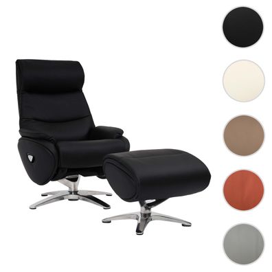 Relaxsessel mit Hocker HWC-K98, Fernsehsessel Sessel, Liegefunktion drehbar