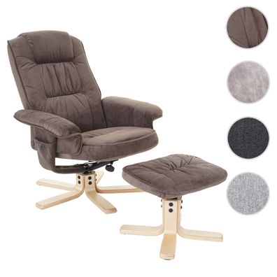 Relaxsessel M56, Fernsehsessel TV-Sessel mit Hocker, Stoff/Textil