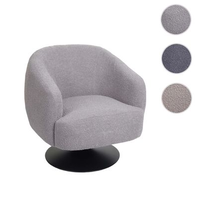 Lounge-Sessel HWC-J76, Cocktailsessel Sessel drehbar, Bouclé Stoff Metall