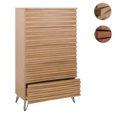 Kommode HWC-M49, Highboard Schrank, 3D-Design 5 Schubladen Massiv-Holz Mango