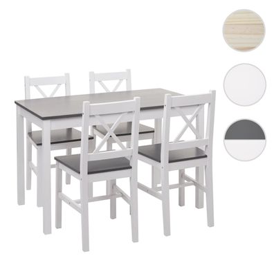 Esszimmer-Set HWC-F77, Sitzgruppe Esszimmergruppe, Massiv-Holz Landhaus 110cm