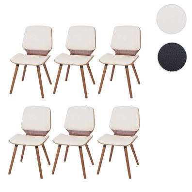 6er-Set Esszimmerstuhl HWC-B16, Holz Bugholz Retro-Design Walnussoptik