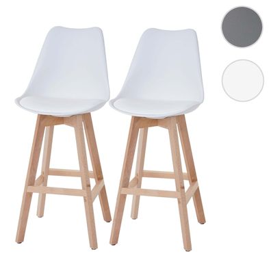 2er-Set Barhocker Malmö T501, weiß, Sitzfläche Kunstleder, helle Beine