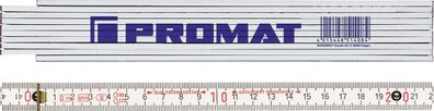 Gliedermaßstab L.2m mm/cm EG III Buche weiß PROMAT