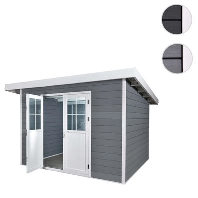 WPC Gartenhaus mit Pultdach HWC-J94, Gerätehaus Geräteschuppen, 245x366x354cm