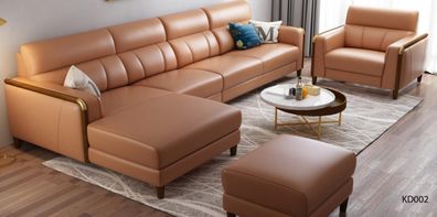 Sitz Möbel Wohnlandschaft Luxus Kunstleder Ecksofa L-Form Polster Möbel Garnitur