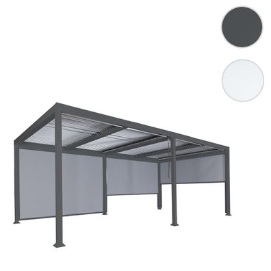 Alu Pergola HWC-L41 mit 3x Seitenwand, stabiles 8cm-Metall-Gestell 3x6m