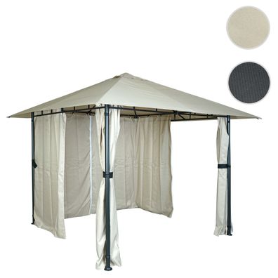 Pergola HWC-J63, Garten Pavillon Terrassenüberdachung mit Seitenwand, 3x3m