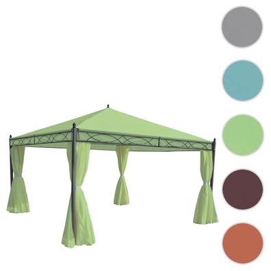 Pergola Cadiz, Garten Pavillon, stabiles 7cm-Gestell mit Seitenwand