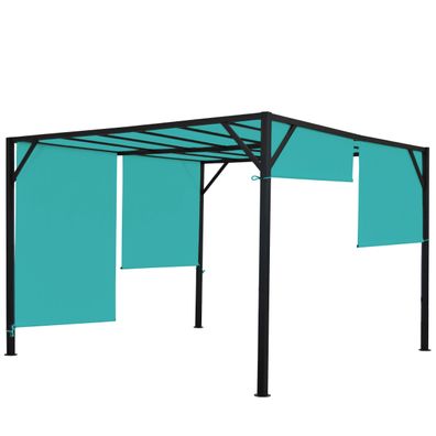 Pergola Baia, Garten Pavillon Terrassenüberdachung, Schiebedach türkis-blau