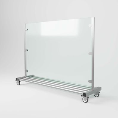 Windschutz mobil HLO-GUB3, mit Rollen, Glas Edelstahl 150 cm