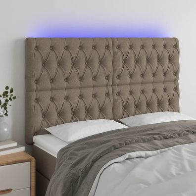 vidaXL LED Kopfteil Taupe 144x7x118/128 cm Stoff