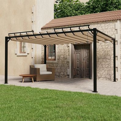 vidaXL Pergola mit Lamellendach 3x4 m Taupe Stoff und Aluminium