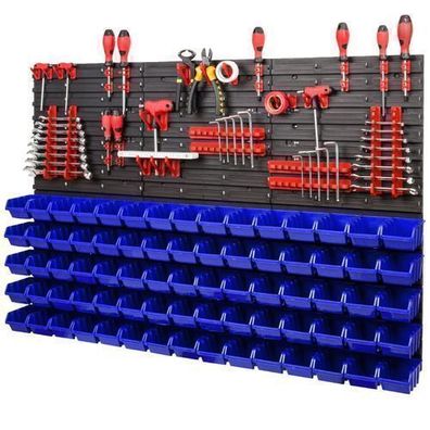 Stapelboxen + Wandregal Boxen 75 Sichtlagerkästen Halterungen blau