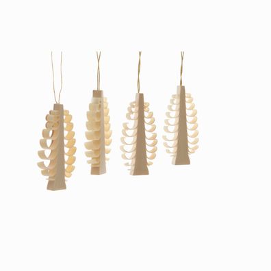 Baumbehang Spanbaum 4er Set 5,5x3x0,6cm NEU Weihnachten Baumschmuck Holzschmuck