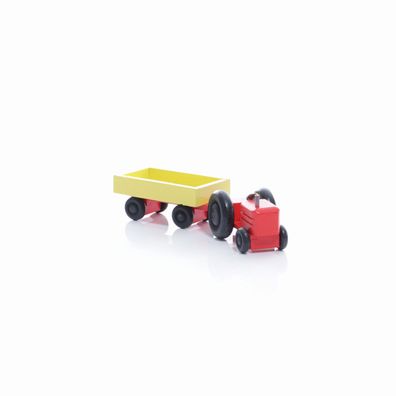 Holzspielzeug Traktor mit Anhänger HxBxT 3,5x7,5x3cm NEU Holzauto LKW Holz