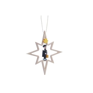 Christbaumschmuck Holzstern mit Kurrendesänger / Stern ø 10 cm NEU Weihnachten