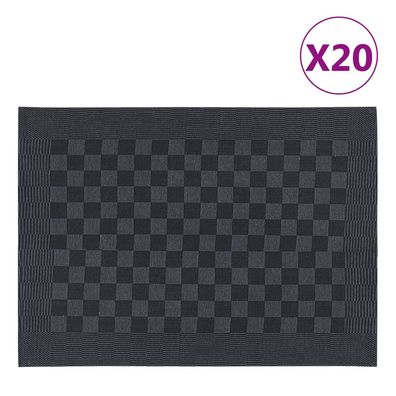 vidaXL Geschirrtücher 20 Stk. Schwarz und Grau 50x70 cm Baumwolle