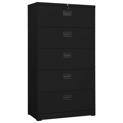 vidaXL Aktenschrank Schwarz 90x46x164 cm Stahl