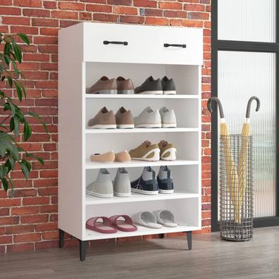 vidaXL Schuhschrank Weiß 60x35x105 cm Holzwerkstoff