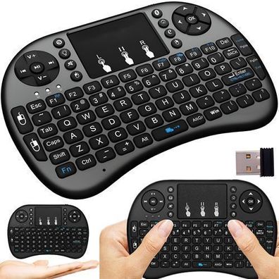 Mini Funk Kabellos Tastatur Touchpad 2.4 GHZ i8 QWERTY Keyboard Mobile Retoo