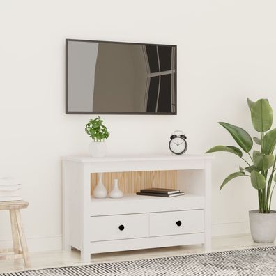 vidaXL TV-Schrank Weiß 79x35x52 cm Massivholz Kiefer