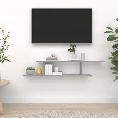 vidaXL TV-Wandregal Grau Sonoma 125x18x23 cm Holzwerkstoff