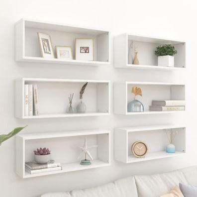 vidaXL Würfelregale 6 Stk. Weiß 60x15x23 cm Holzwerkstoff