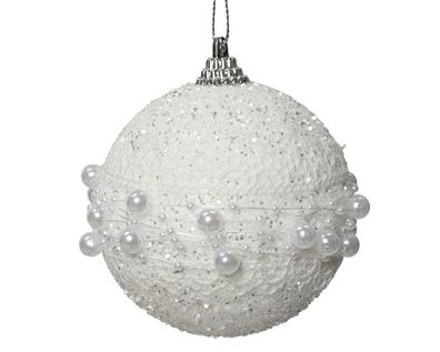 Weihnachtskugel Schaumstoff d8 cm winterweiß Weihnachten Decoris