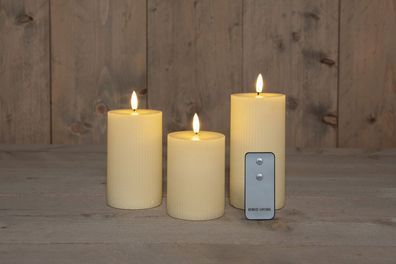 B.O. 3Pcs 3D Docht Elfenbein Ribbel Candle Kerze 7.5X1012.515 cm Rusti Anna's col