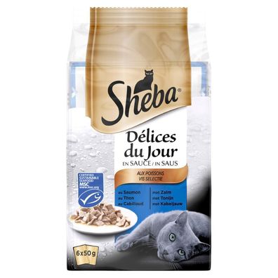 Katzenfutter Delices du Jour Fischmehlbeutel Multipack 6x50 g 1x6 Sheba