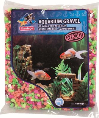 Kies Neon Regenbogen Mischung 1 kg Aquaria Flamingo