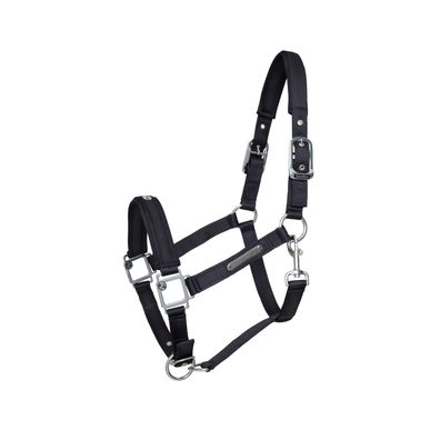 Kieffer Nylonhalfter unterlegt - Stallhalfter Satin Shine, Schwarz - Warmblut