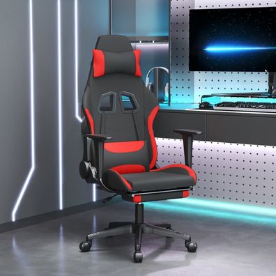 vidaXL Gaming-Stuhl mit Fußstütze Schwarz und Rot Stoff